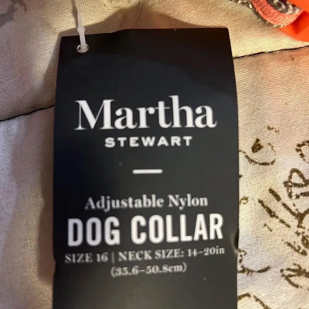 Martha Stewart Adjustable Nylon Light Orange Dog Collar Sz 16